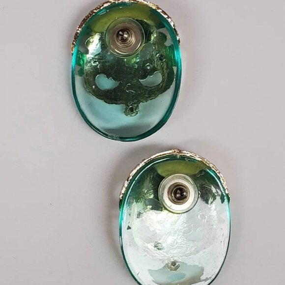 Etruscan Motif Acrylic and Gold-tone Earrings Large Statement - Picture 4 of 10